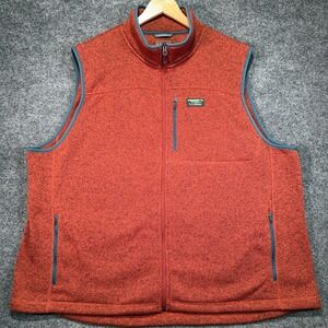 L.L.Bean Sweater Fleece Full Zip Vest Mens 3XL Orange Heathered Pockets Outdoor